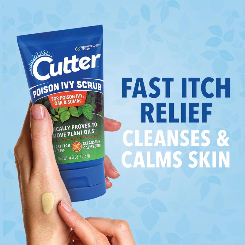 Cutter Poison Ivy, Oak and Sumac Scrub, Removes Poisonous Plant Oils That Cause Rash and Itching, Made with Vitamin E, Fast Itch Relief, Cleanses and Calms Skin, and Natural Exfoliating Beads - Image 2